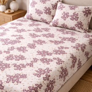 Cotton Bedsheet with Brown mini floral