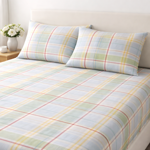 Cotton Bedsheet with  - Green check