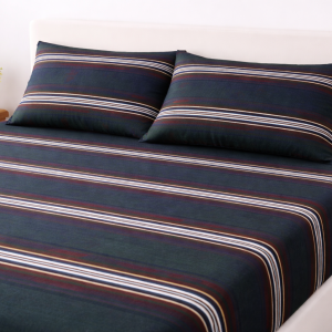 Cotton Bedsheet with Green Stripe