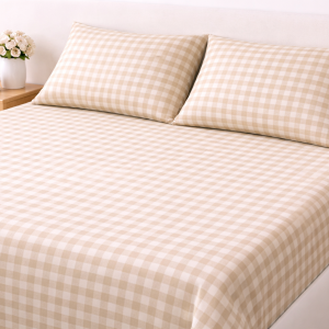 Cotton Bedsheet with Brown Check
