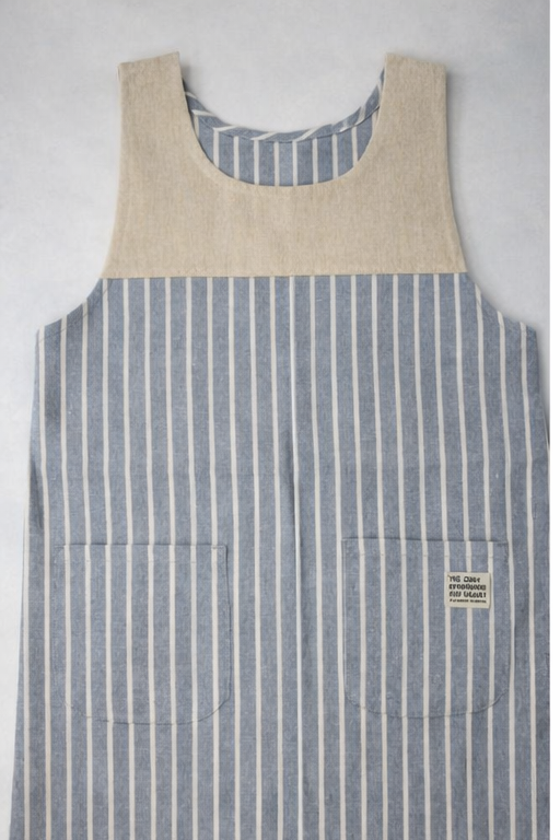 Cotton Apron with design - Lite color stripe - Image 3
